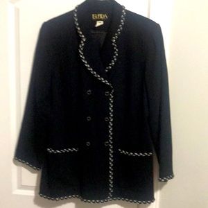 ELPIDA size 16 double breasted blazer with rope trim and front pockets 100% wool